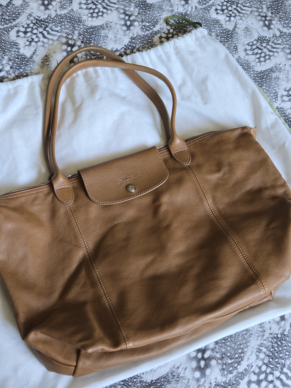 Longchamp Cognac Leather Tote - Picture 6 of 8